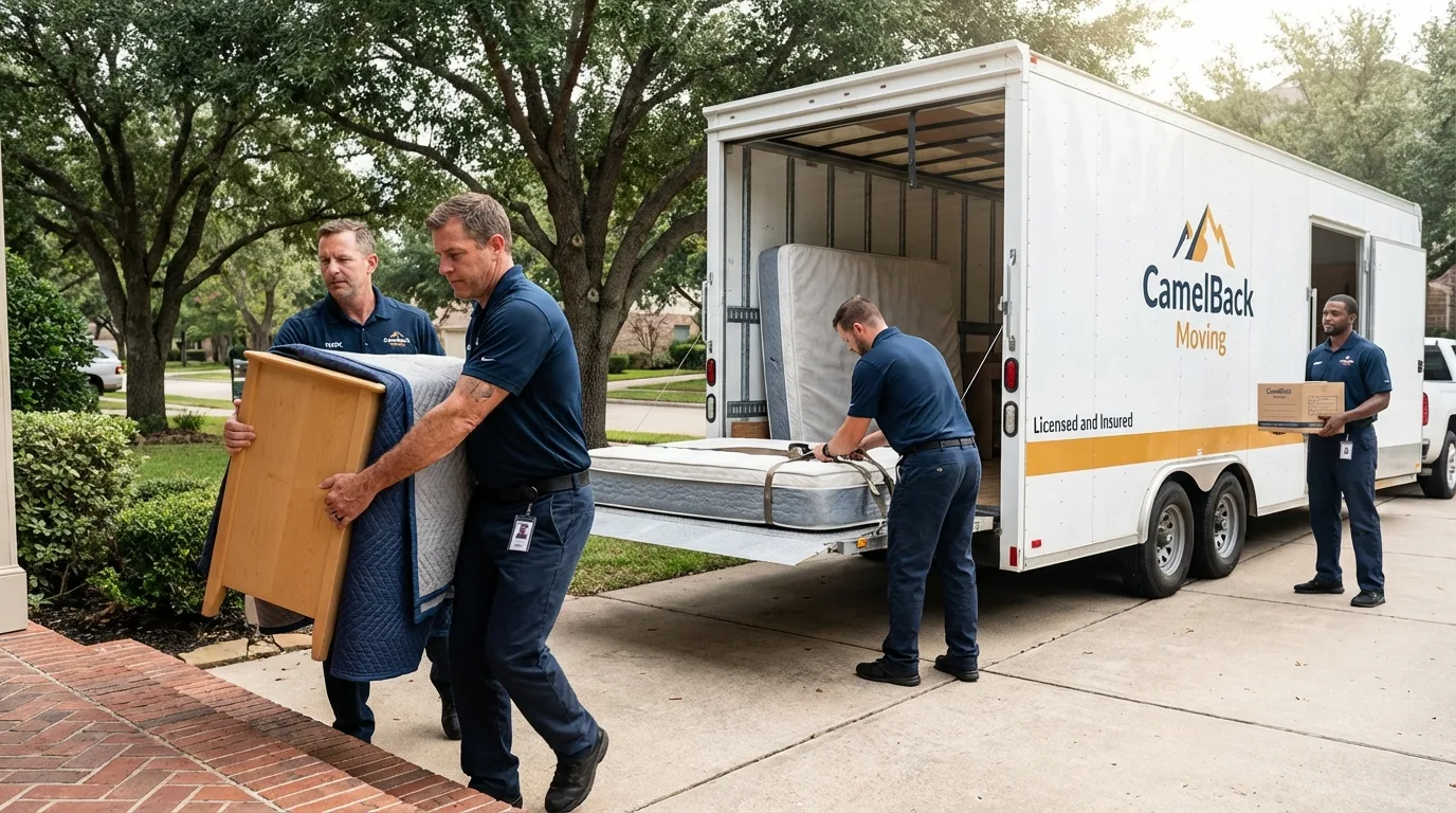 Crew loading residential truck for cross-state move from New Freedom, PA