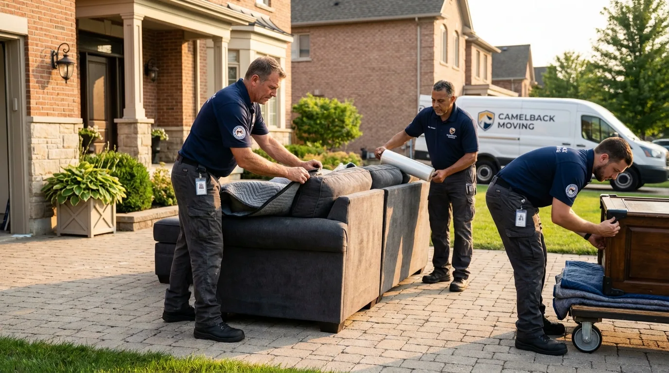 Large estate moving crew wrapping furniture in New Freedom, PA