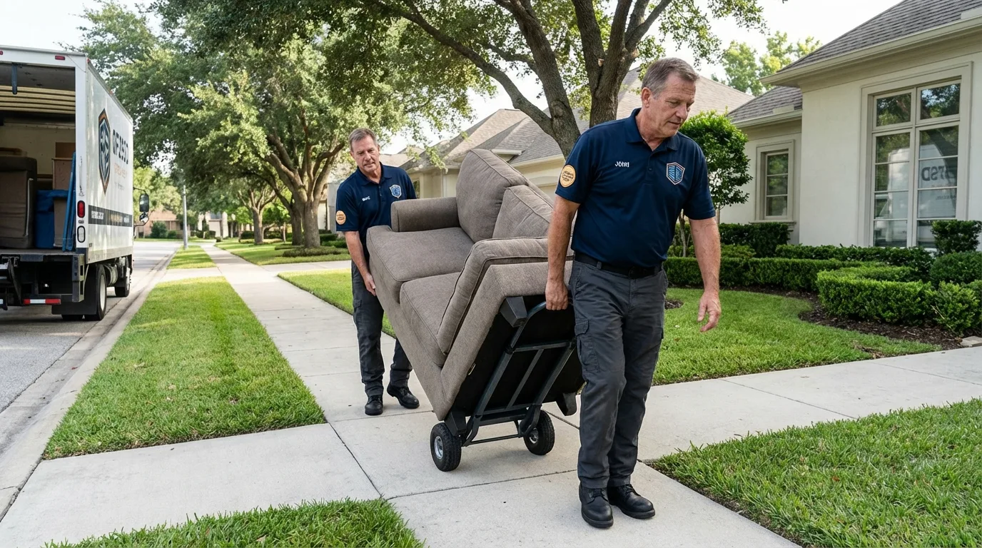 Local residential moving crew loading furniture in New Freedom, PA