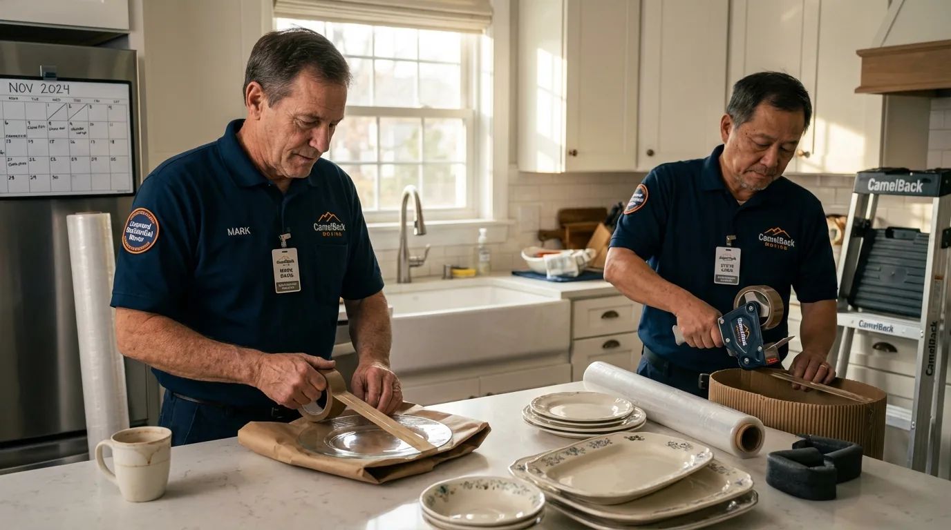 Professional crew packing kitchen dishware in New Freedom, PA